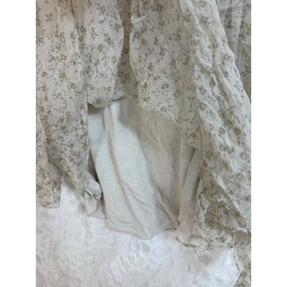 Vintage Y2K Silk Floral Peasant Blouse Milk Maid Cottagecore Made in Italy Large - Picture 6 of 16